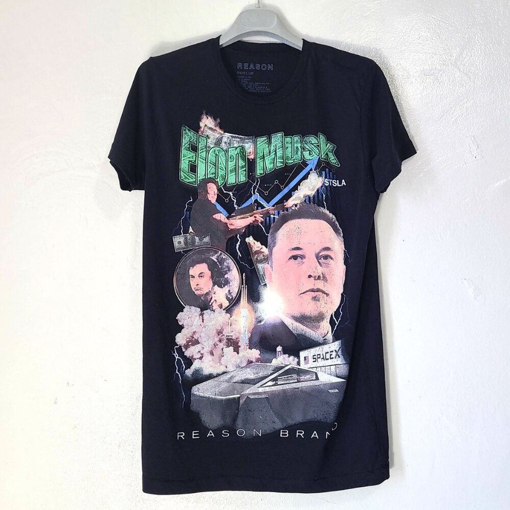 Elon Musk Tesla T-shirt Size Medium Cotton Graphic